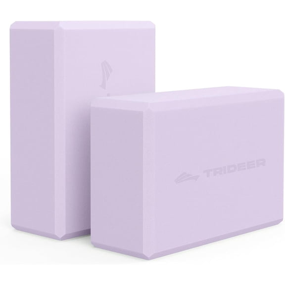 2 Pack Soft Foam Yoga Blocks with Beveled Edges, Latex-Free Non-Slip Lightweight Support Blocks, Odor Resistant Fitness Prop for Yoga Pilates Dance Stretching Alignment