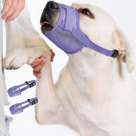 2-Pack Soft Mesh Dog Muzzle – Breathable & Adjustable, No-Bite and Escape-Proof Design for Grooming, Training, Walking – Fits Small, Medium & Large Dogs (Purple, S)