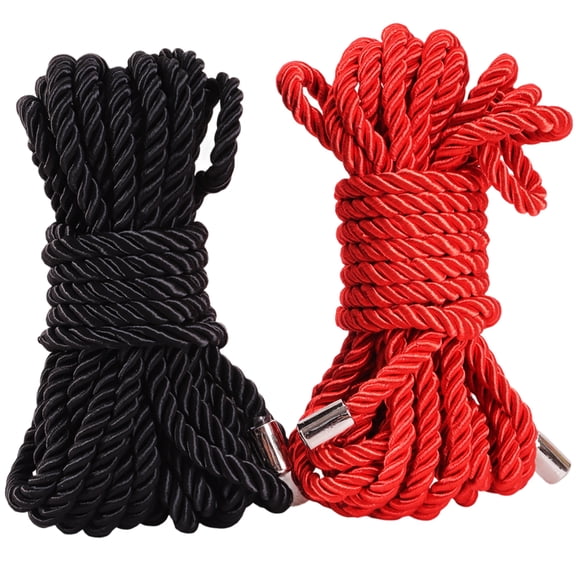2 Pack Soft Rope - 5M (16 Feet) Length, 8MM Thickness, Braided Twisted Rope for Crafts, DIY, Home, and Utility Use - Multi-Purpose Ropes in Black, Red