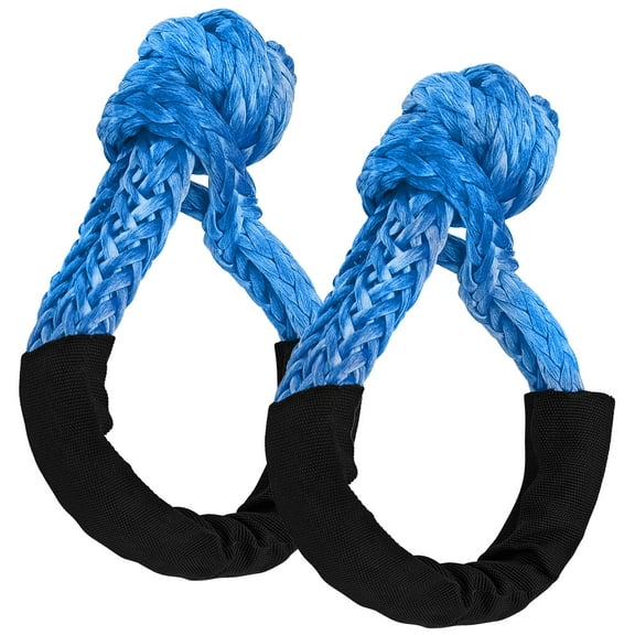 2 Pack Soft Shackle Recovery Kit - 1/2" x 22" 57,000 lbs Breaking Strength, Synthetic Rope for Off-Road Towing & Vehicle Recovery (Winch/Tow Strap Compatible)-Blue