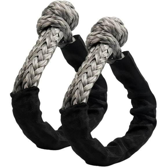 2 Pack Soft Shackle Recovery Kit - 1/2" x 22" 57,000 lbs Breaking Strength, Synthetic Rope for Off-Road Towing & Vehicle Recovery-Black