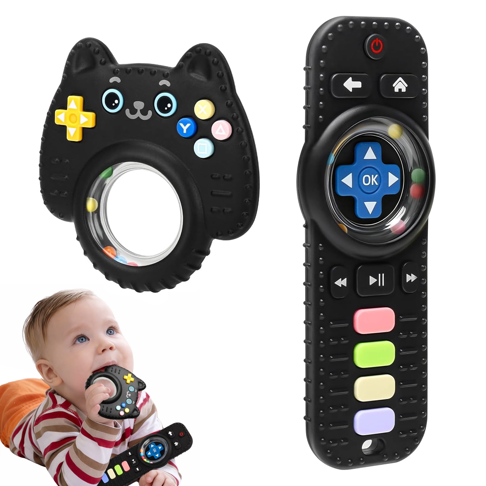 2 Pack Soft Silicone Baby Teething Toys, Teether Chew Toys Set for ...