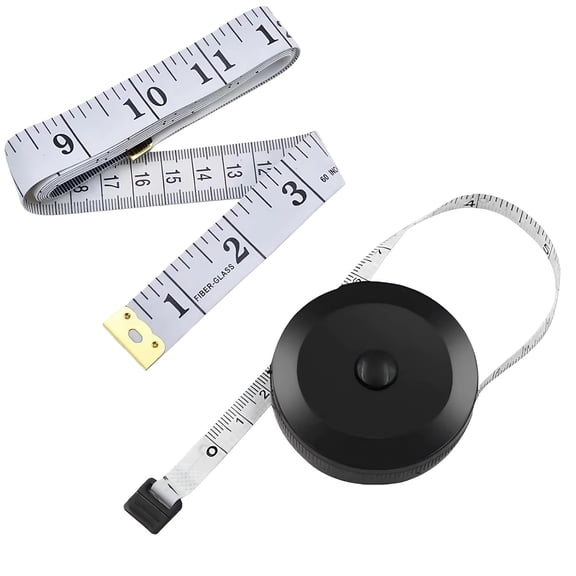 2 Pack Soft Tape Measure Set, 60 Inch / 150 cm Measuring Tape for Body Measurements, Retractable Body Tape Measure with Inches & Centimeters for Sewing, Fabric, Cloth, Tailoring & Clothing