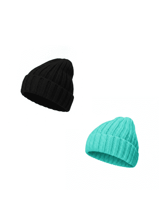 2 Pack Soft Warm Slouchy Knit Beanie for Women, Winter Ski Stocking Cuffed Cap