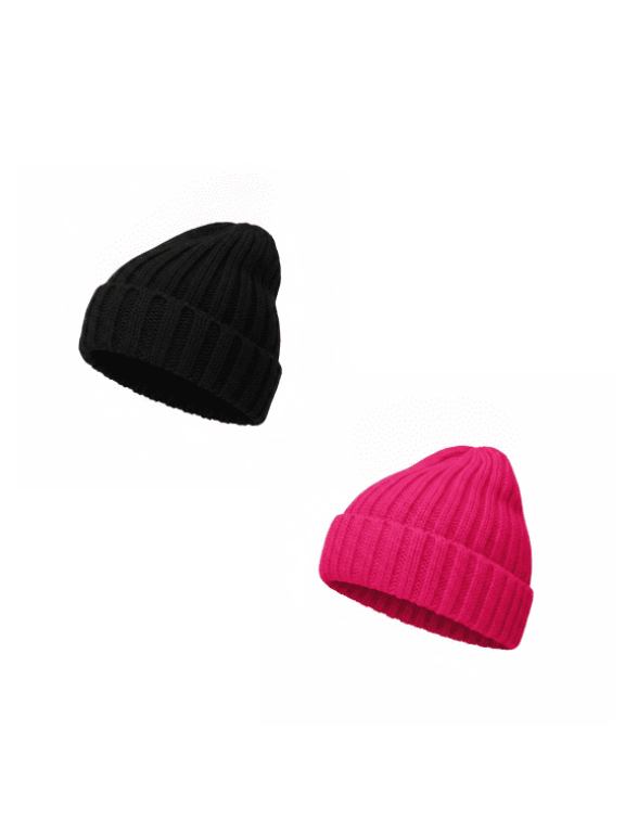 2 Pack Soft Warm Slouchy Knit Beanie for Women, Winter Ski Stocking Cuffed Cap