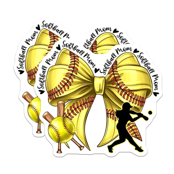 (2 Pack) Softball Mom Magnets - Sports Parent Decor - Team Spirit Game Day - 5 Inches On Longest Side - Thick Durable Magnet - Made in USA - MAG29173