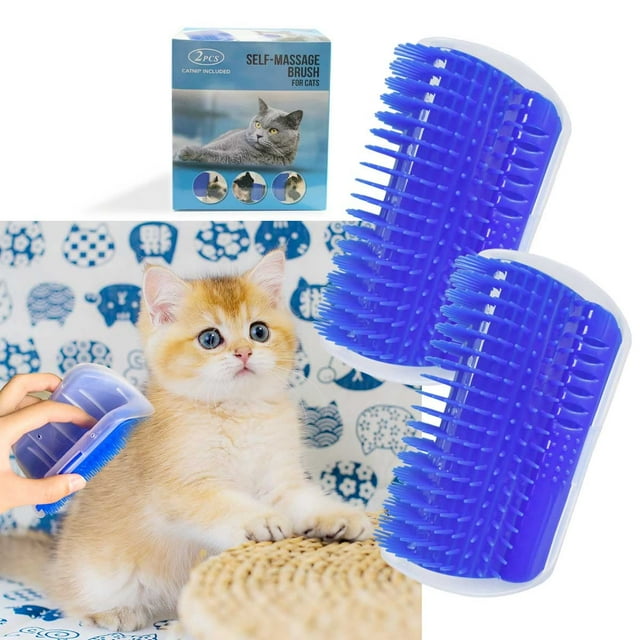 2 Pack Softer Self Groomer with Catnip Wall Corner Massage Comb