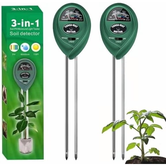 2 Pack Soil Tester, 3-in-1 Plant Moisture Meter Light and PH Tester Garden Lawn Farm, Indoor and Outdoor Use, Soil Test Kit Acidity Water$$