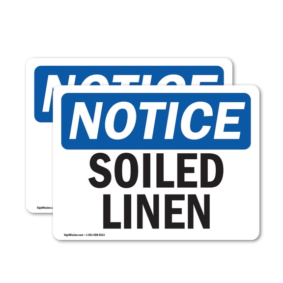 (2 Pack) Soiled Linen OSHA Notice Sign 24 Inch X 18 Inch Vinyl Label Decal Sticker Weather Resistant, UV Protected for Workplace, Business, and Construction Site, Made in the USA