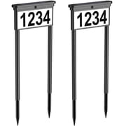 2 Pack Solar Address Signs for Yard, 29" Double-Sided Lighted House Numbers, 12 Color Modes, Waterproof, DIY Numbers and Letters for Driveway