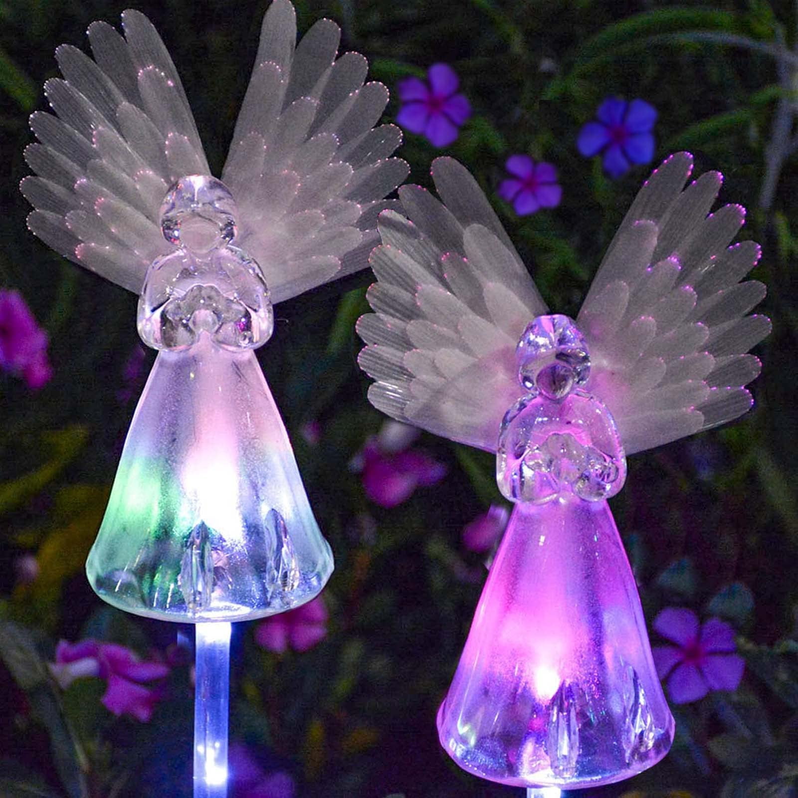Multicolor Solar LED Angel Garden Stake Lights, 2 Pack