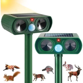 2-Pack Solar Animal Repeller Ultrasonic Pest Control for Cats, Dogs, Raccoons, Squirrels & Rats | Motion-Activated, Waterproof, Humane Outdoor Deterrent for Garden, Yard & Farm