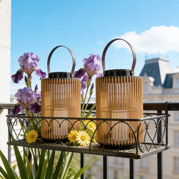 DJGIFI Solar Series Unpainted Solar Outdoor Hanging Lanterns, Rust Resistant (2 Count)