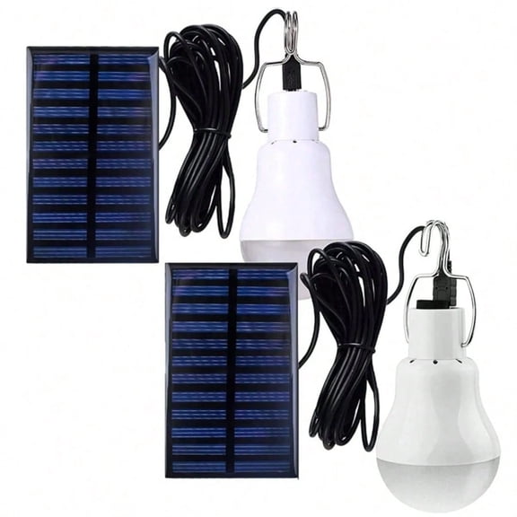 2 Pack Solar Bulb Lights -Hanging LED Globe Lamps WithHook, Waterproof Solar Powered Outdoor Indoor LightingFor Camping,Patio, Garden,Emergency, Party Decor