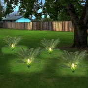 2 Pack Solar Christmas Palm Tree Lights Outdoor, 25" Prelit Artificial Plants with 8 Lighting Modes, Pathway Spike for Xmas Yard, Patio, Garden Decor