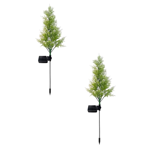2-Pack Solar Christmas Tree Stake Lights - Outdoor Waterproof LED Pathway Lights for Garden, Patio, Yard Decor, Automatic Solar Powered Xmas Landscape Lighting