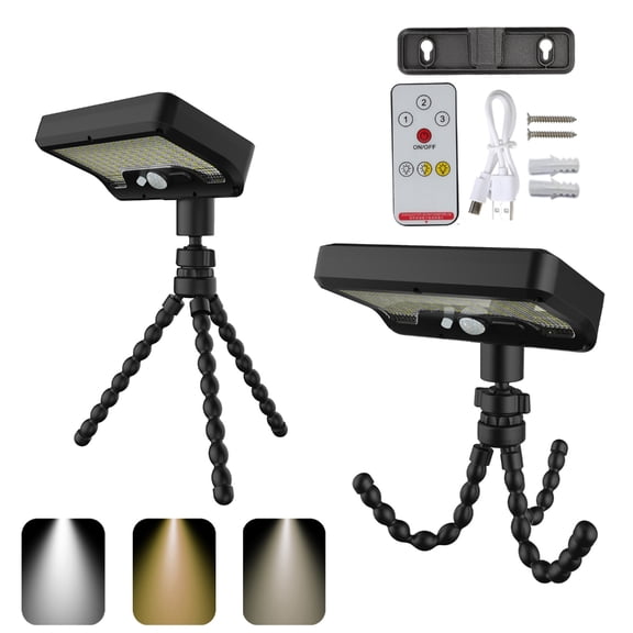 2 Pack Solar Clamp Lights Outdoor 3 Colors ABS+PS Rechargeable for Yard Pathway Camping