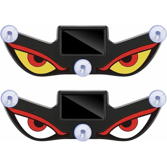2-Pack Solar Demon Eye LED Car Window Light, Waterproof Devil Eyes Light No Drill Suction Cup Dynamic Windshield Ambient Lamp Solar and USB Powered Flicker Signal Warning Lights for SUV, Truck,Van,RV
