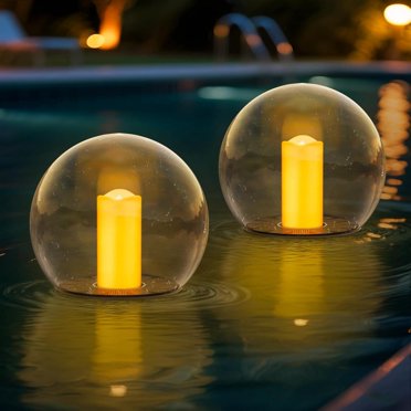 NiceBuy 2-Pack Solar Floating Pool Lights - Water-Resistant LED Ball Lights With Flickering Flame Effect