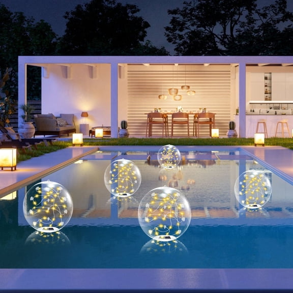 2-Pack Solar Floating Pool Lights - IP68 Waterproof LED Glow Balls