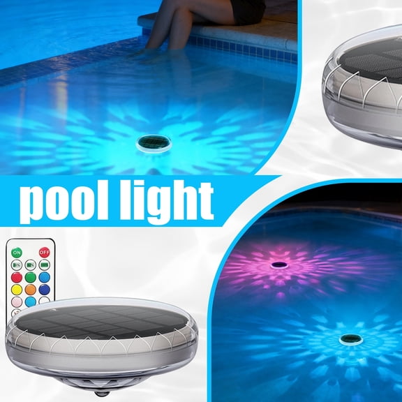 2-Pack Solar Floating Pool Lights with RGB Dynamic Lighting, IPX7 Waterproof LED Pond Spa Hot Tub Lights with Timer & Remote Control