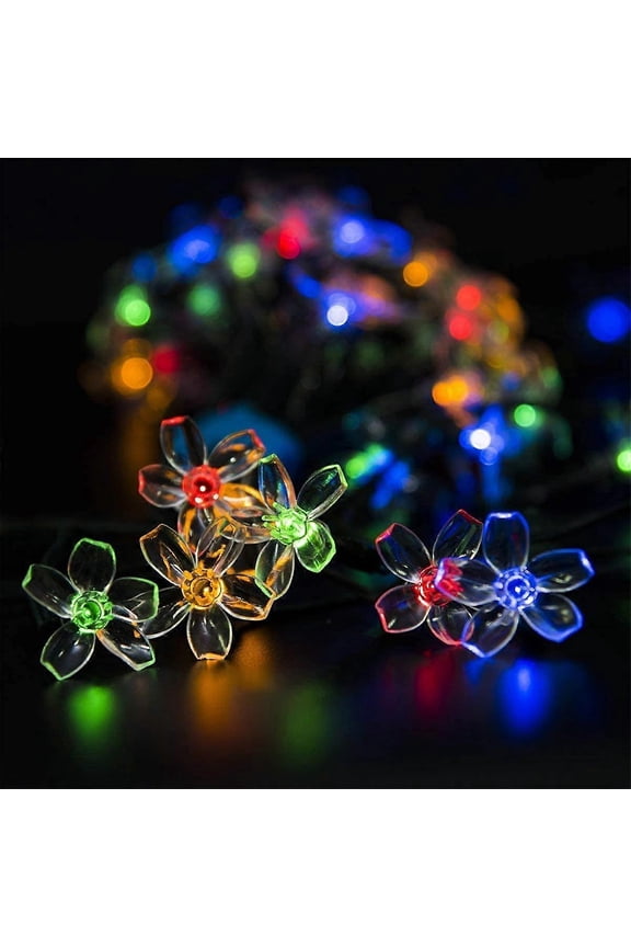 2 Pack Solar Flower Strings Lights, Solar Fairy Lights 23 Feet 50 LED Cherry Blossoms String Lights for Outdoor, Home, Lawn, Wedding, Patio, Party and