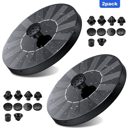 2 Pack Solar Fountain, Floating Solar Bird Bath Water Fountain Pump for Bird Bath, Garden, Small Pond, Pool, Fish Tank, Swimming Pool, Outdoor