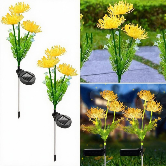 2 Pack Solar Garden Lights, Solar Flowers Lights with Glowing Flowers & Stems,3 Head Solar Spider Lily Garden Stake Lights, Outdoor Lights for Garden Decoration,Yard Decor and Gift for Mother