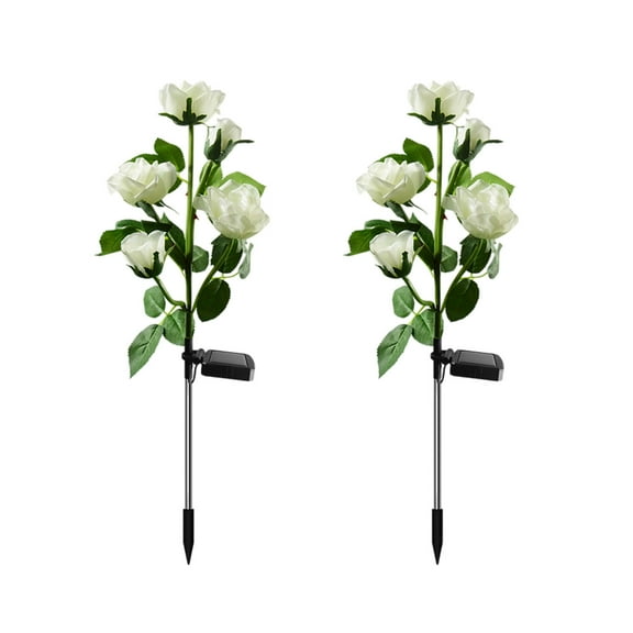2 Pack Solar Garden Lights, Solar Outdoor Lights with More Realistic 10 Rose Waterproof Solar Powered Flowers Lights for Outside Patio Yard Pathway Decorations