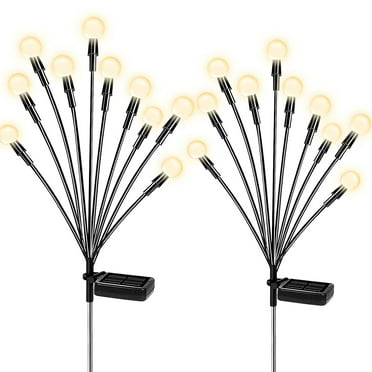 2 Pack Solar Garden Lights, Starburst Swaying Light, Outdoor Decorative Solar Lights, Warm White 10 LED Path Lights for Patio Yard Decoration