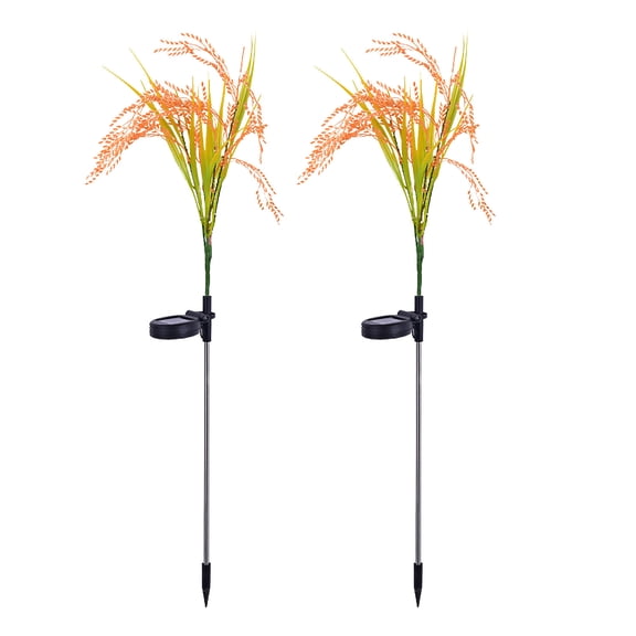 2 Pack Solar Garden Stake Lights,Warm White LED Decorative Pathway Lighting,Wheat Ear Autumn Garden Charm Design,Waterproof Solar Auto On/Off Stakes,Great for Patio Lawn Yard Fall Weddings.