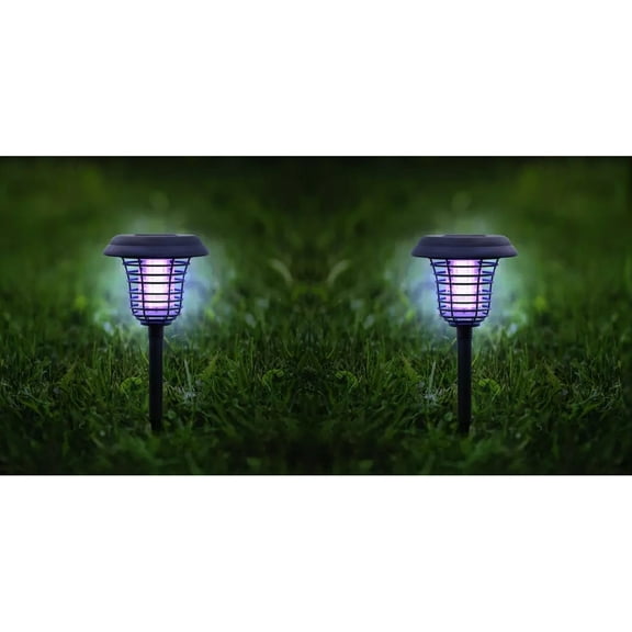 2-Pack Solar LED Garden Light with Bug Zapper Ultra Purple Light Mode