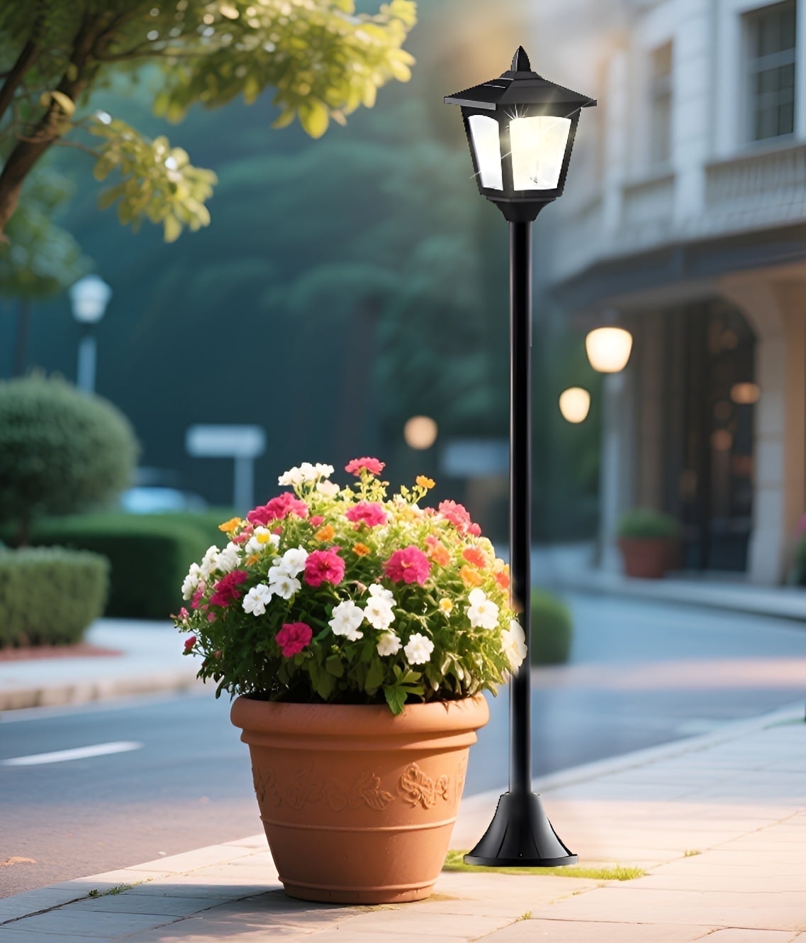 2 Pack Solar LED Lamp Post Lights 40'' – Outdoor IP65 Waterproof Lighting for Garden, Walkway, Driveway, Easy Install with Auto Dusk to Dawn Sensor