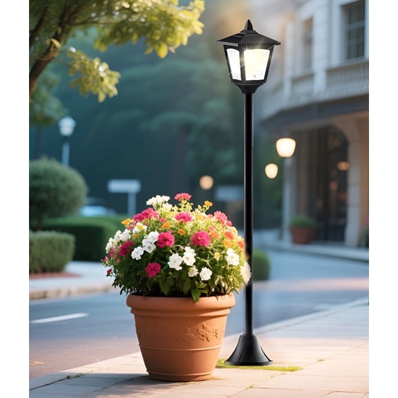 2 Pack Solar LED Lamp Post Lights 40'' – Outdoor IP65 Waterproof Lighting for Garden, Walkway, Driveway, Easy Install with Auto Dusk to Dawn Sensor