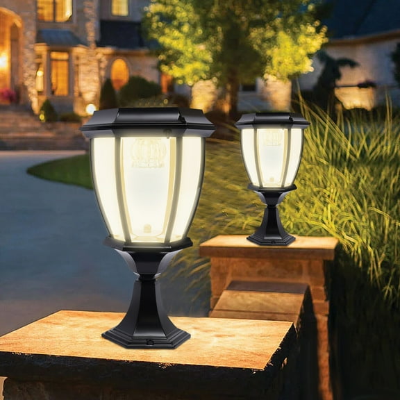 2-Pack Solar LED Post Light Lamp Yard Driveway Fence Outdoor Pillar Lights