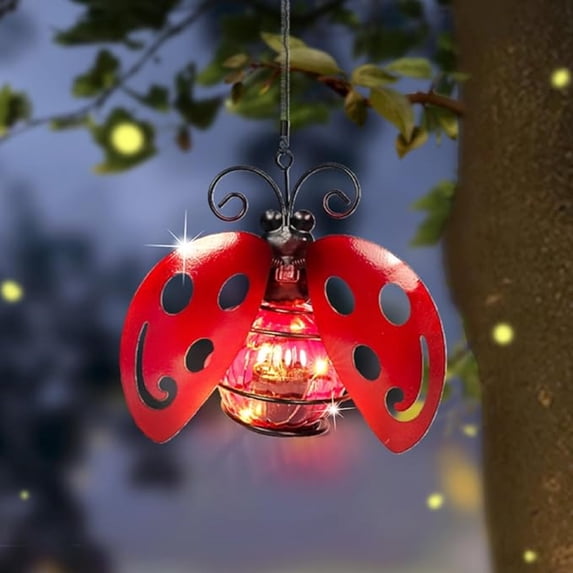 2 Pack Solar Ladybug Hanging Lantern Waterproof LED Outdoor Decor Light for Patio Garden Yard Pathway Balcony Porch Backyard