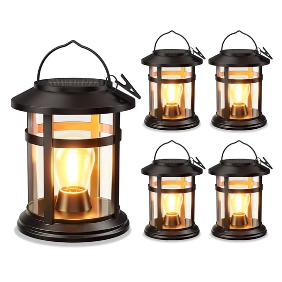 Solar Lantern Outdoor Waterproof, Bright Hanging Solar Lights for Outside Decorative, Upgraded Solar Powered Lanterns LED Lighting for Garden Patio Porch Decor Gifts (Antique Copper)(4pack)