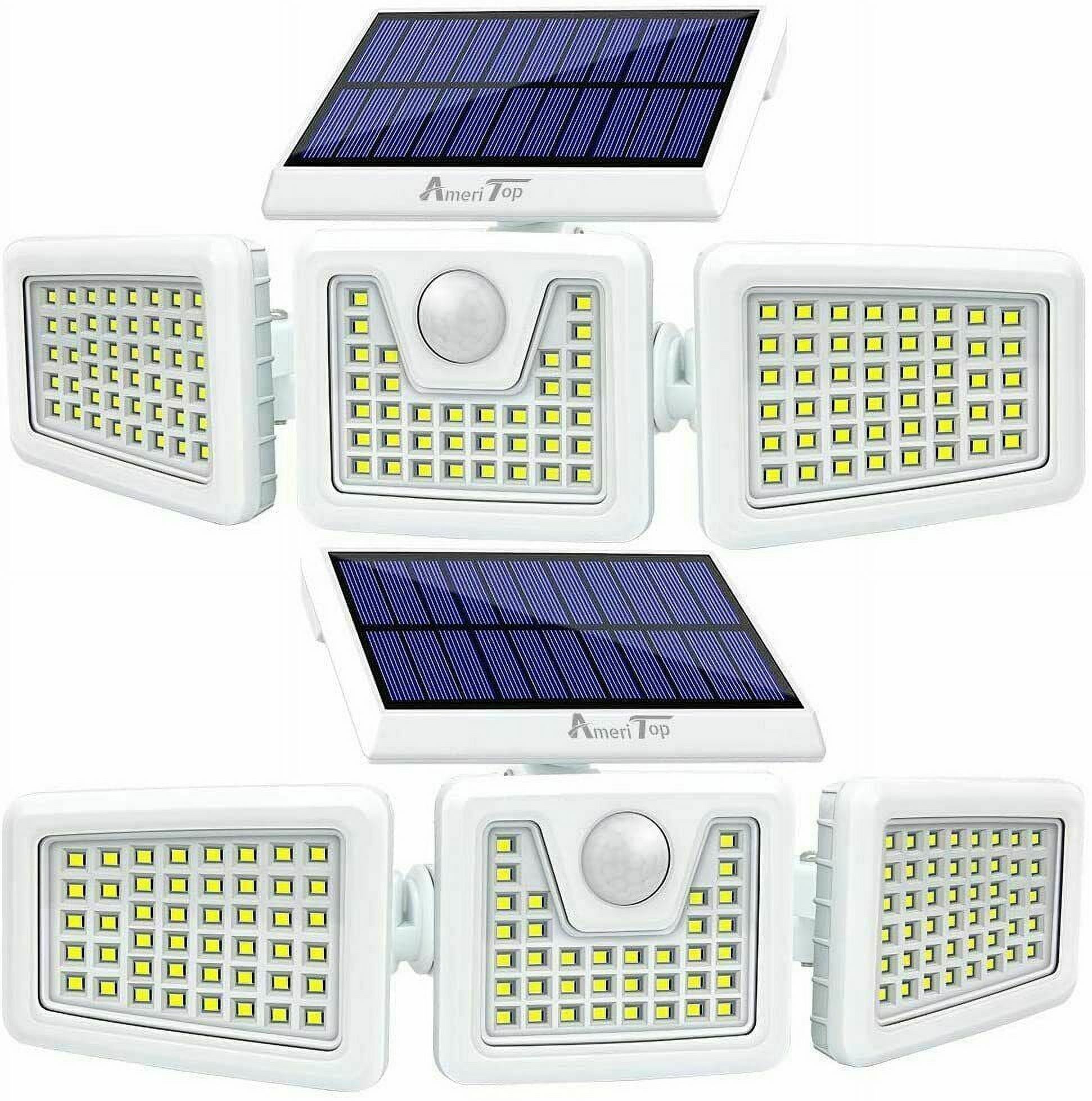2 Pack - Solar Lights Outdoor, 800LM Wireless LED Solar Motion Sensor Lights Outdoor; 3 Adjustable Heads, 270 Wide Angle Illumination, IP65 Waterproof, Security LED Flood Light