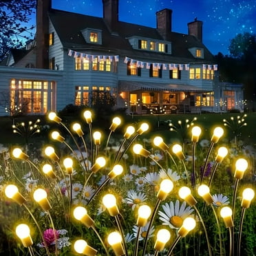 2 Pack Solar Lights Outdoor, Firefly Swaying Lighting for Yard Patio Pathway Decoration, Landscape Decoration Lighting for Garden, Lawn, Yard, Outdoor Decoration, Warm White