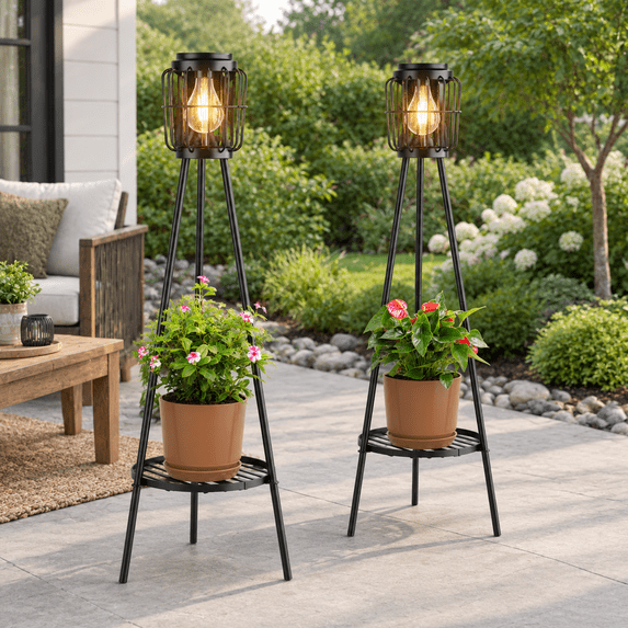 Led Florring 2 Pack Solar Lights Outdoor With Plant Stands Floor Lamp Led Edison ...