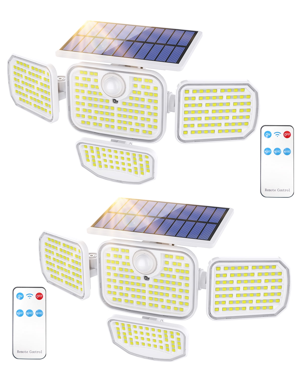 Avatar Controls Solar Outdoor Lights 286 LEDs 4 Heads Security Lights ...