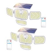 2 Pack Solar Outdoor Lights 286 LED 4 Heads Security Lights with Remote Control 300  Wide Angle Flood Wall Lights Motion Sensor Lights IP65 Waterproof with 3 Modes for Garden Fence Yard Deck