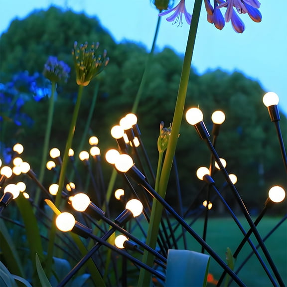 2 Pack Solar Outdoor Lights, Firefly Swaying Lighting for Yard Christmas Garden, Patio, Yard, Pathway Decoration, Warm White