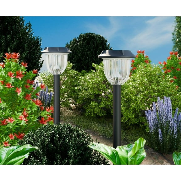 2 Pack Solar Outdoor Lights, IP 65 Waterproof Solar Powered Driveway Lights, Auto On/Off Path Landscape Lighting for Yard, Patio, Landscape, Pathway