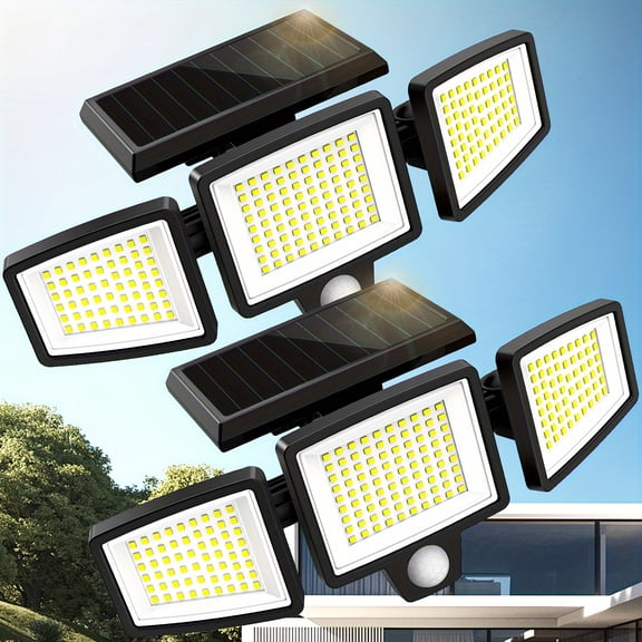 2-Pack Solar Outdoor Security Lights | 2500 Lumens, 210 LEDs, IP65, Motion Sensor, 3 Lighting Modes, 270 Wide Angle Wall Floodlight, Black Design, Enhance Home Security