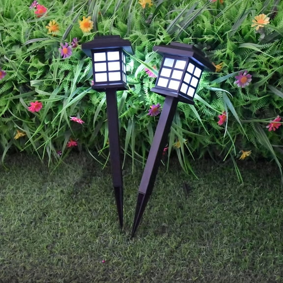 2 Pack Solar Pagoda Path Lights Multi Color Changing Outdoor Landscape Lighting Weatherproof Plastic with Bright LED Auto On at Dusk Easy Installation Wireless for Garden Walkway Patio Edge