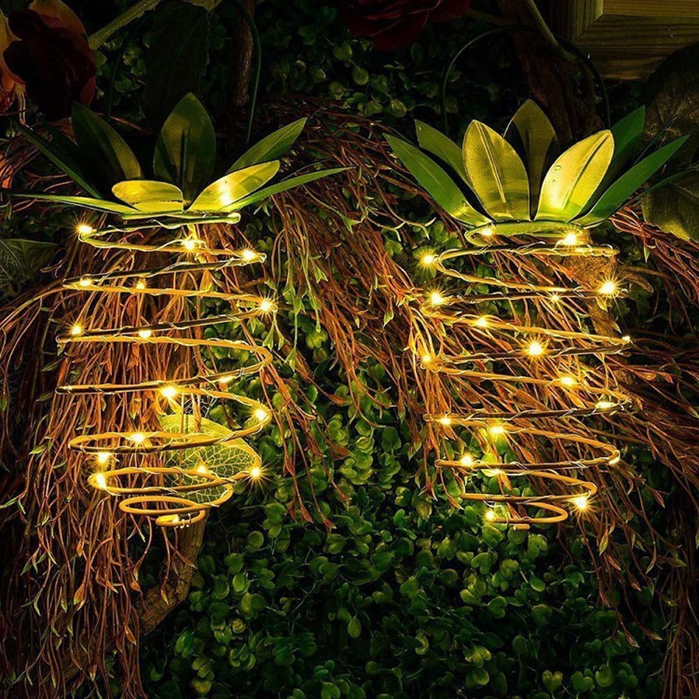 (2 Pack) Solar Pineapple Light, EpicGadget Solar Pineapple Hanging Wire Light Outdoor Garden Decorative Lights for Walkway Backyard Decoration Lamp Parties Indoor Gardening Yard Pathway (Warm White)