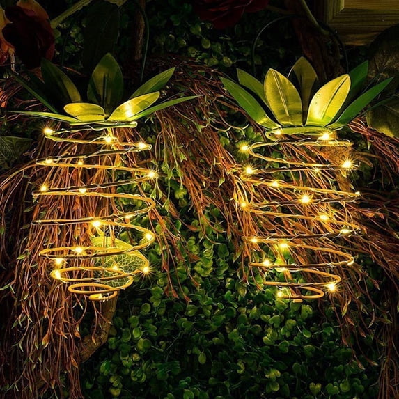 (2 Pack) Solar Pineapple Light, EpicGadget Solar Pineapple Hanging Wire Light Outdoor Garden Decorative Lights for Walkway Backyard Decoration Lamp Parties Indoor Gardening Yard Pathway (Warm White)