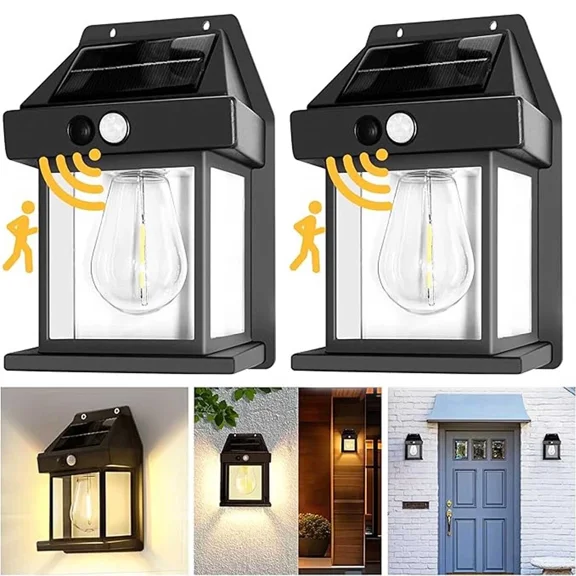 2 Pack Solar Pir Motion Sensor Light Outdoor Garden Security Wall Street Lamp