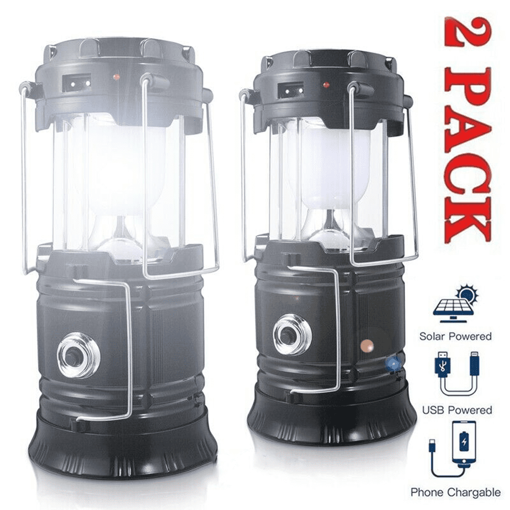 JUDIXY Solar-Powered Portable LED Camping Lantern 2-Pack